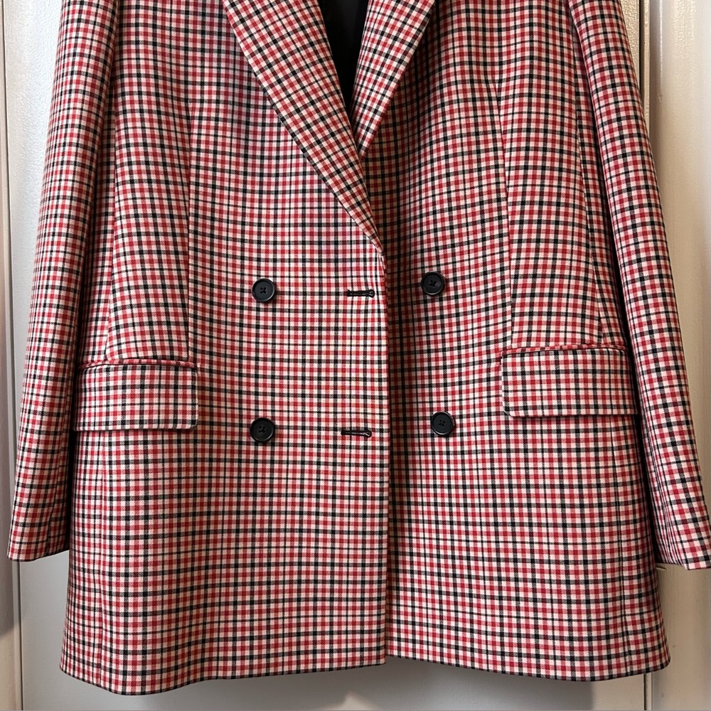 New Wilfred Red Check Double Breasted Blazer - Picture 7 of 14